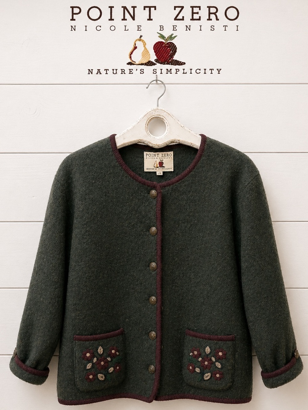 POINT ZERO Vintage Boiled Wool Cardigan - Size L